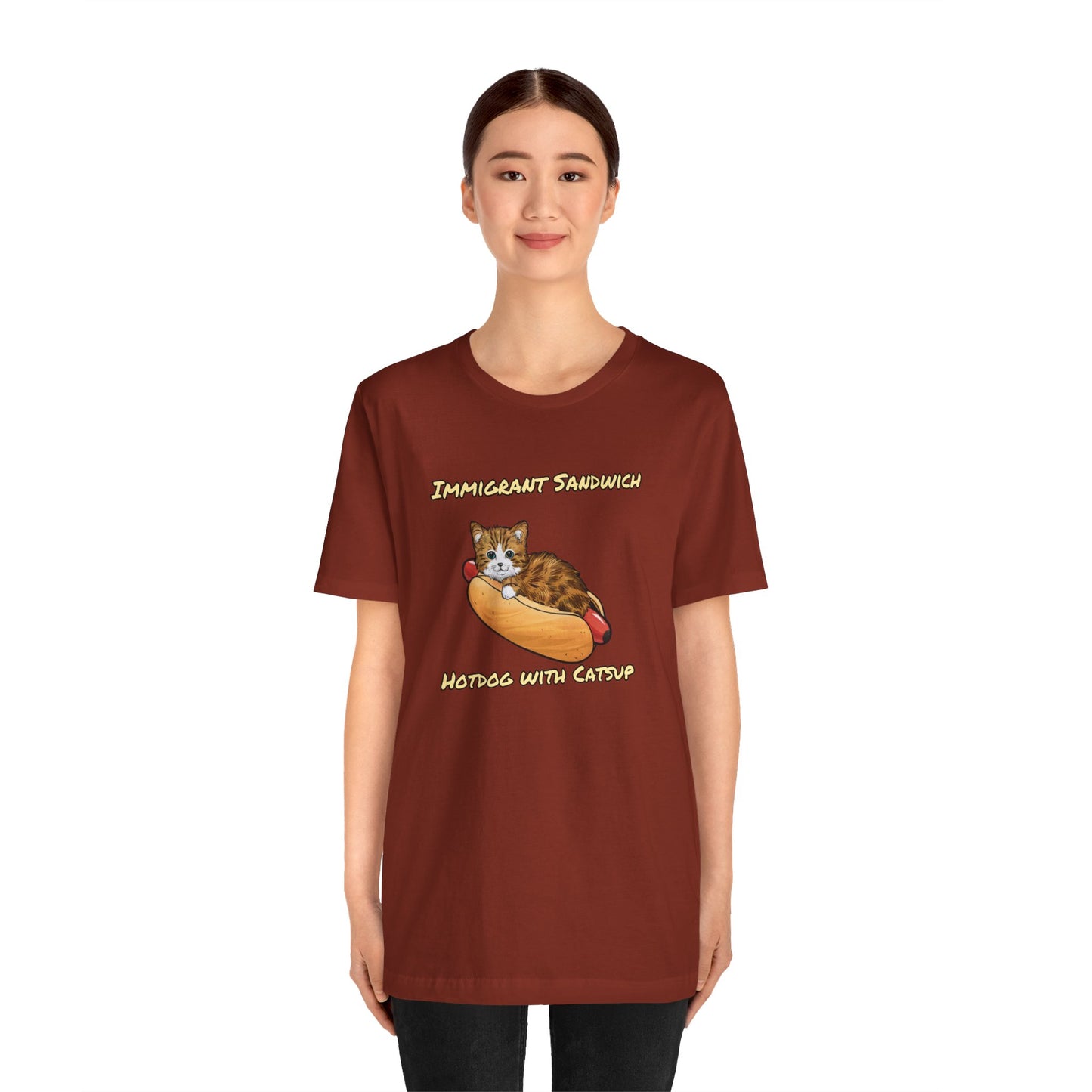 Immigrant Sandwich - Hotdog With Catsup | Unisex Jersey Short Sleeve Tee