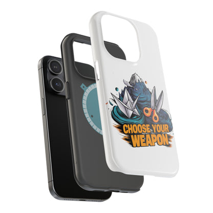 Choose Your Weapon: Rock, Paper, Scissors Showdown Phone Case | Magnetic Tough Cases