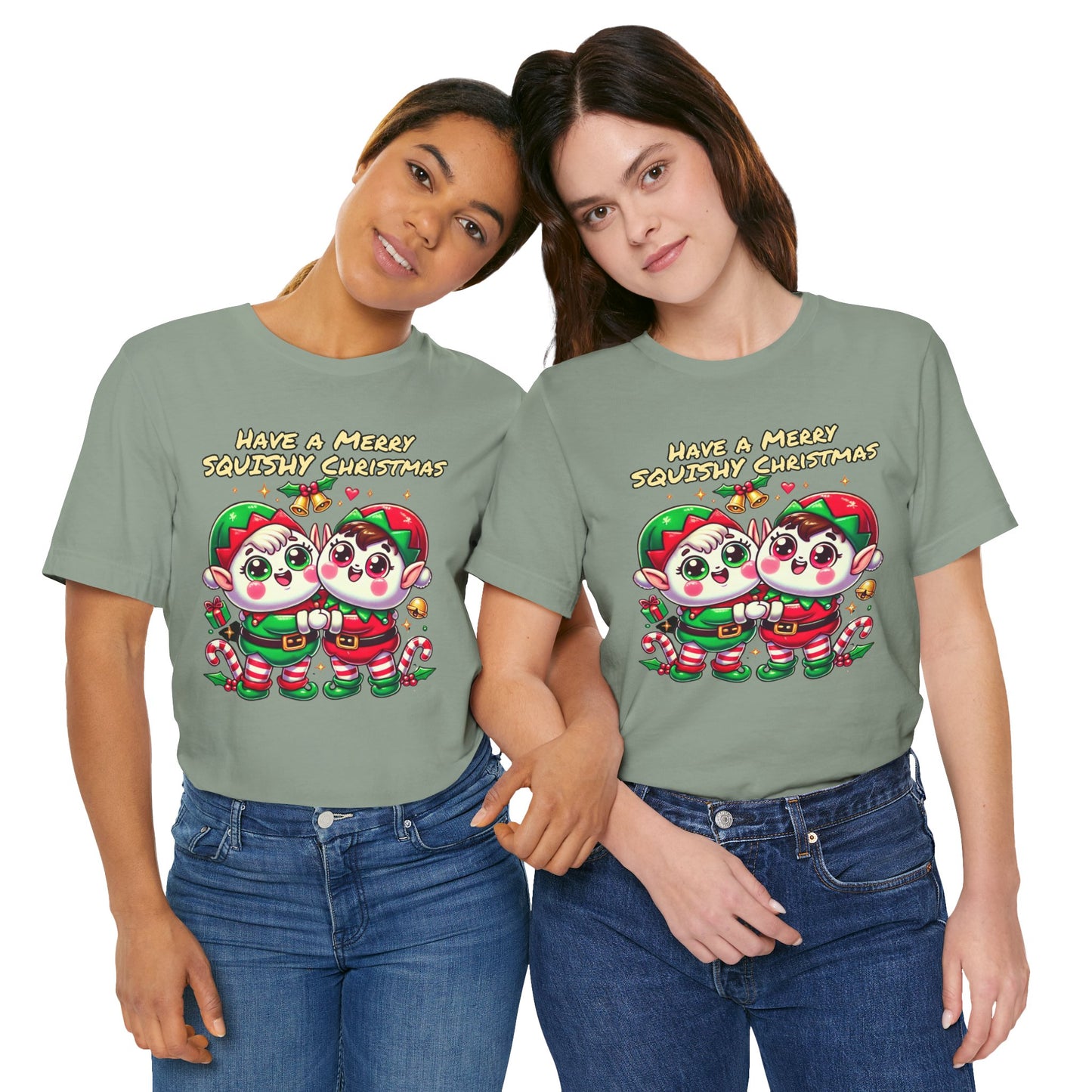 Santas Elves Say Have a Merry Squishy Christmas | Unisex Jersey Short Sleeve Tee