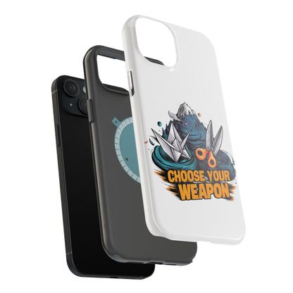 Choose Your Weapon: Rock, Paper, Scissors Showdown Phone Case | Magnetic Tough Cases