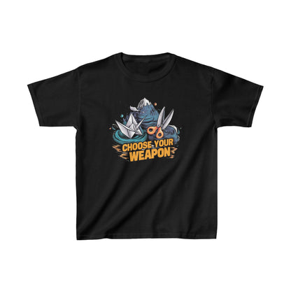 Choose Your Weapon: Rock, Paper, Scissors Showdown Tee | Kids Heavy Cotton™ Tee