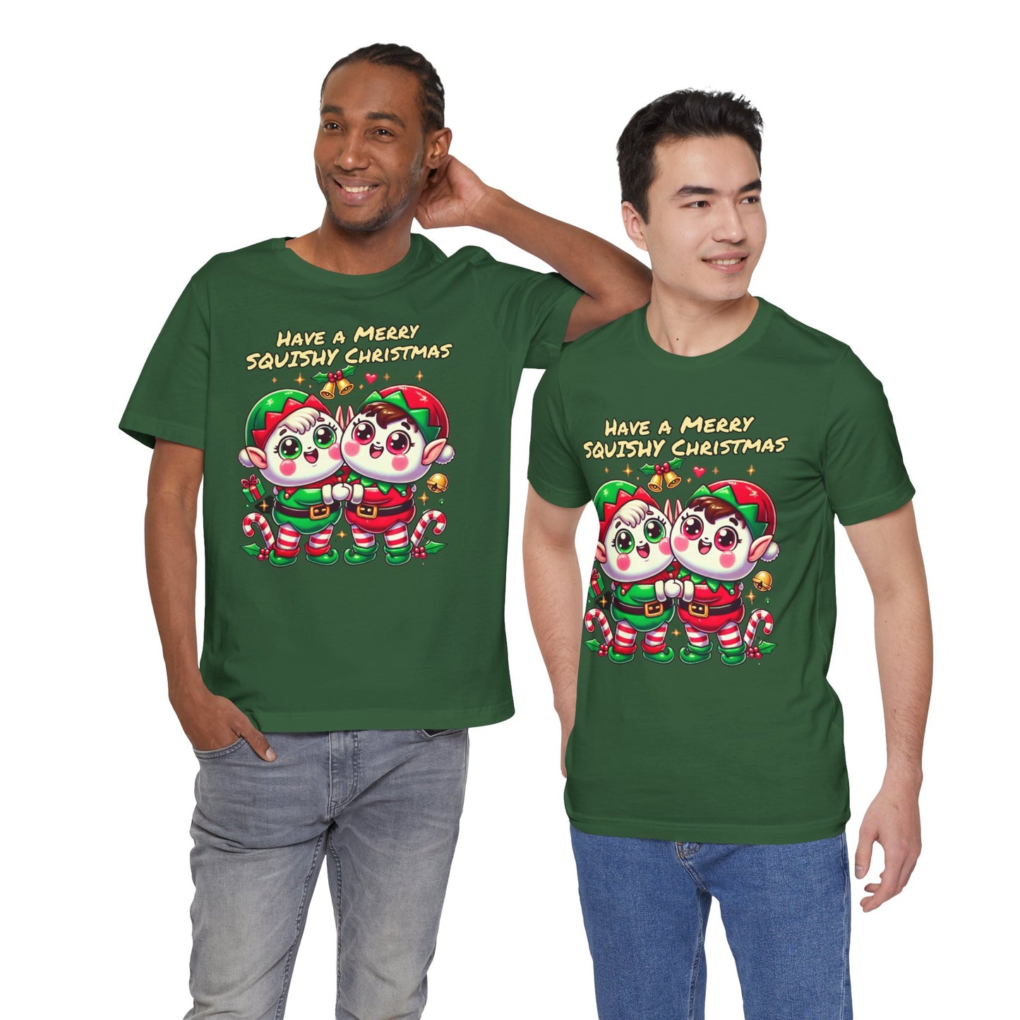 Santas Elves Say Have a Merry Squishy Christmas | Unisex Jersey Short Sleeve Tee