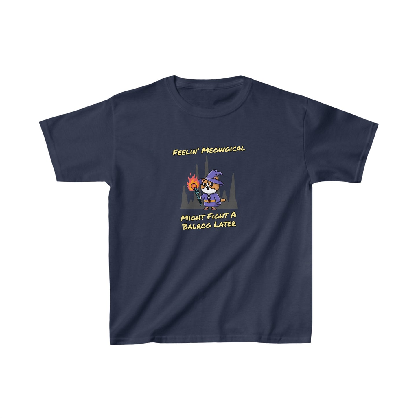 Feeling Meowgical Might Fight A Balrog Later | Kids Heavy Cotton™ Tee