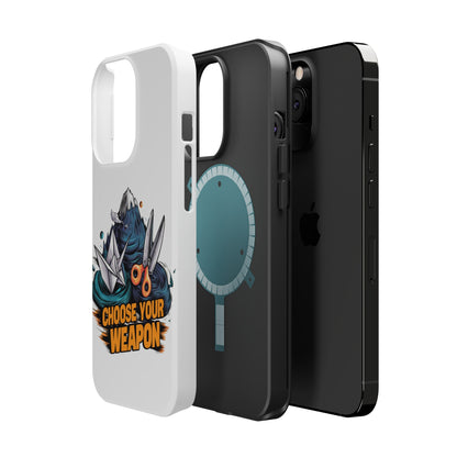 Choose Your Weapon: Rock, Paper, Scissors Showdown Phone Case | Magnetic Tough Cases