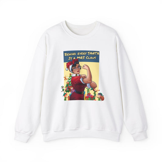 Behind every Santa is a Mrs Claus | Unisex Heavy Blend™ Crewneck Sweatshirt